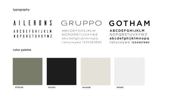 Ailerons, Gruppo and Gotham with the olive, ink and paper palette