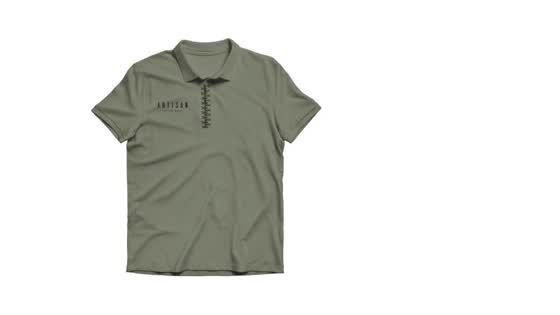 Olive polo shirt with the Artisan mark