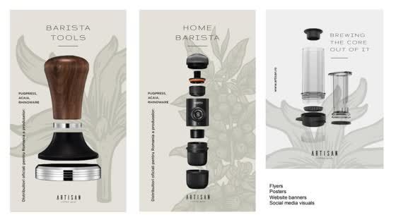 Posters for barista tools and home brewing