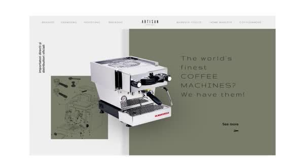 Website section presenting espresso machines