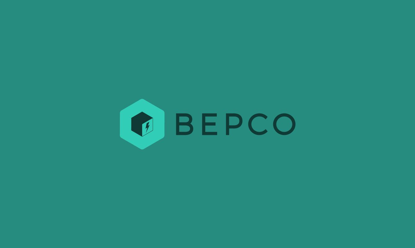 Logoul Bepco pe turcoaz