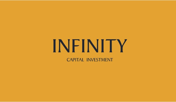 The gold business card, with the INFINITY wordmark