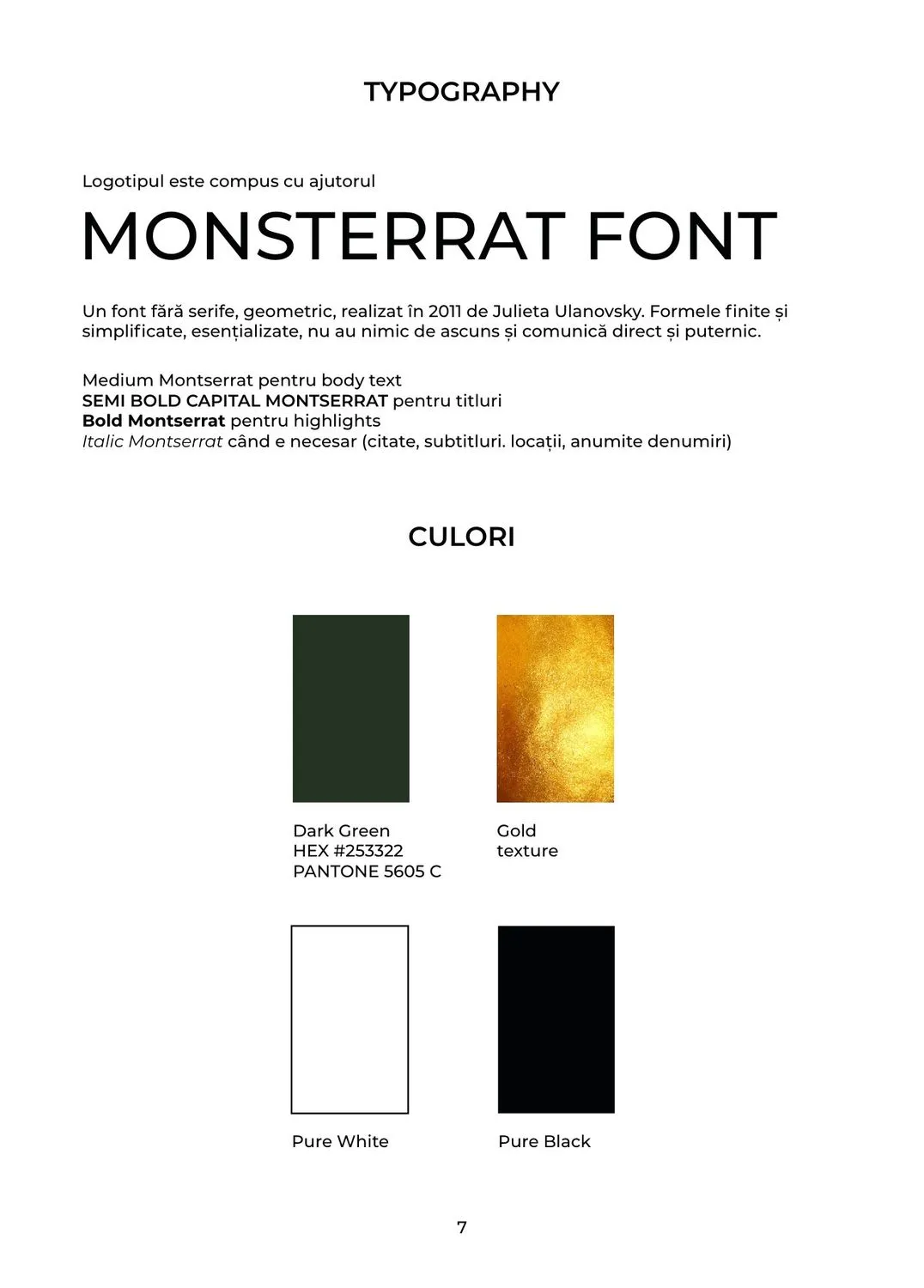 Brandbook: Montserrat, dark green and gold