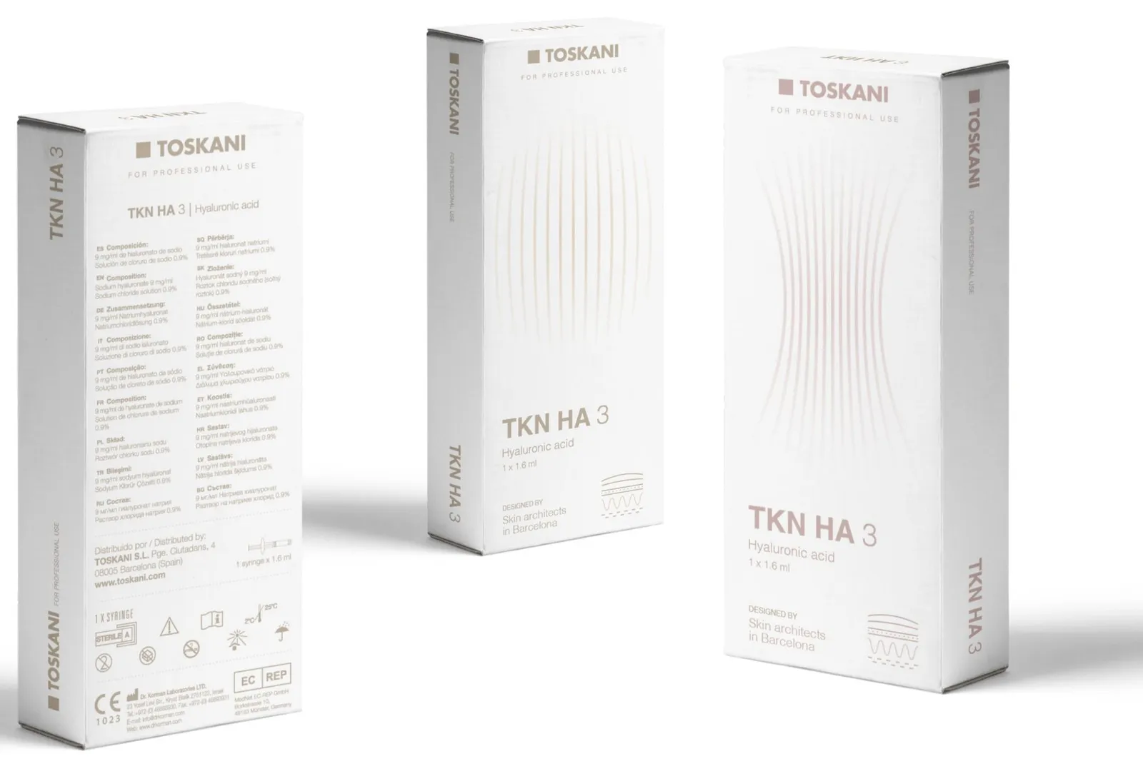 Variation #2: white TKN HA 3 boxes with soft taupe strokes, front and back