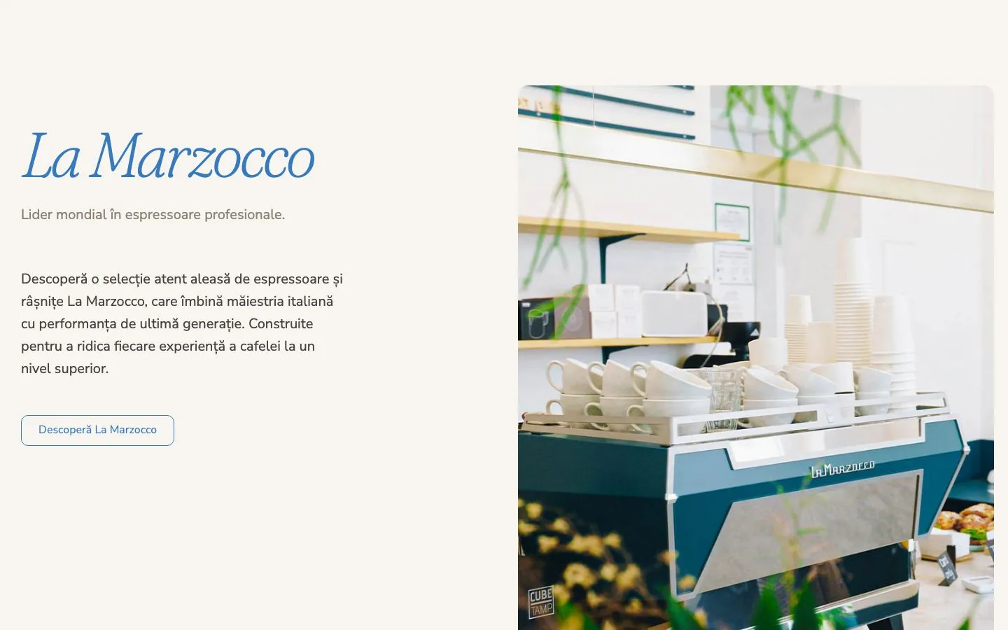 Homepage section: La Marzocco, world leader in professional espresso machines
