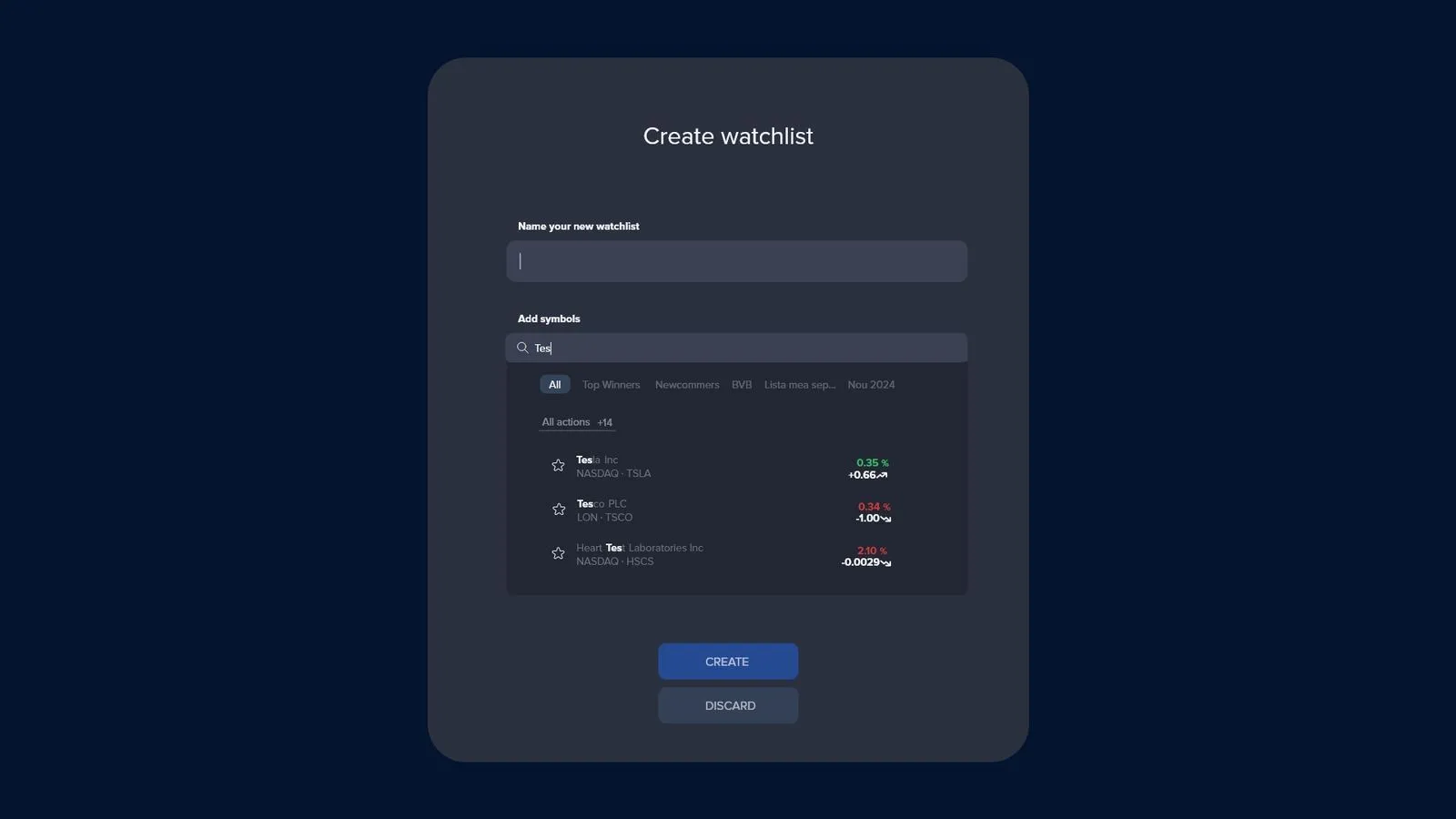 Creating a watchlist