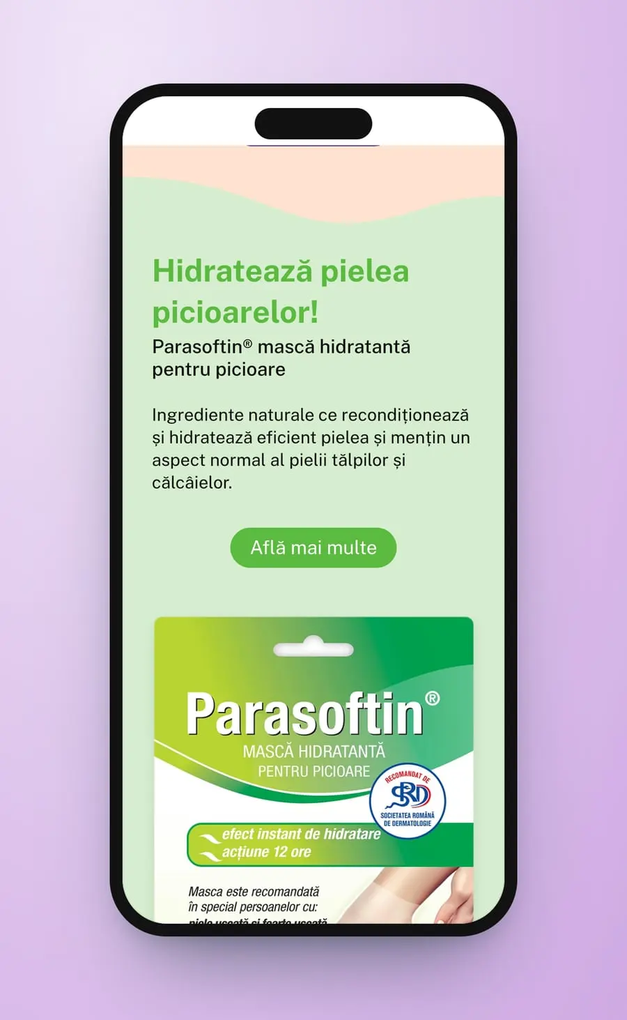 Masca hidratantă pe telefon, pe verde