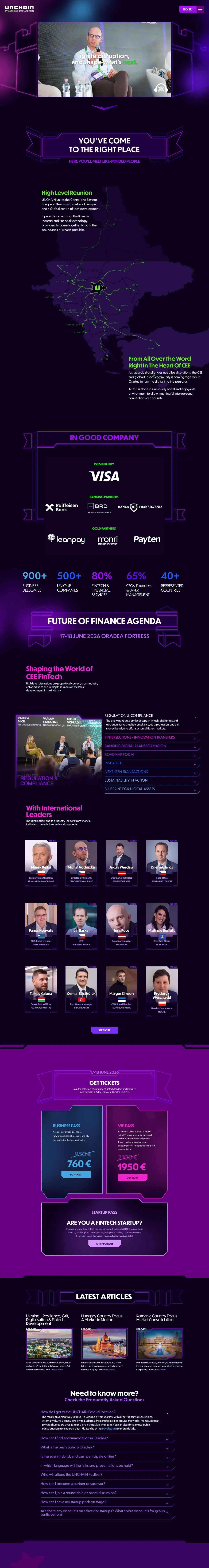 Homepage-ul unchainfestival.com, în scroll