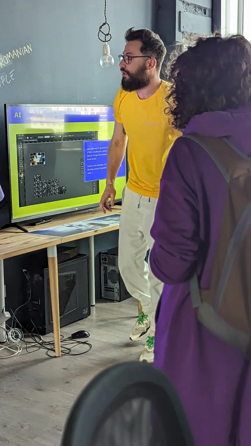 Showing the work on a screen