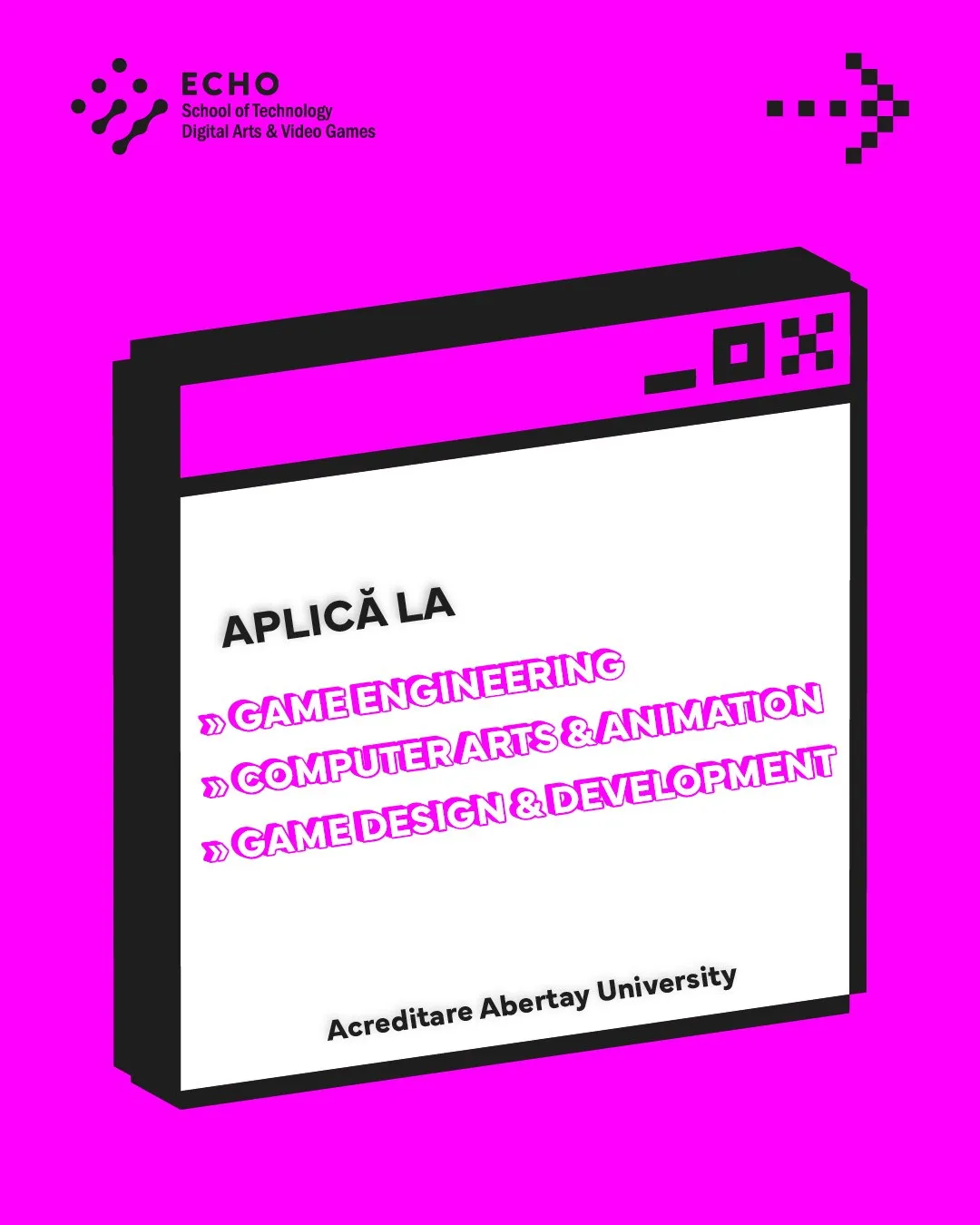 Slide: apply to Game Engineering, Computer Arts & Animation, Game Design & Development