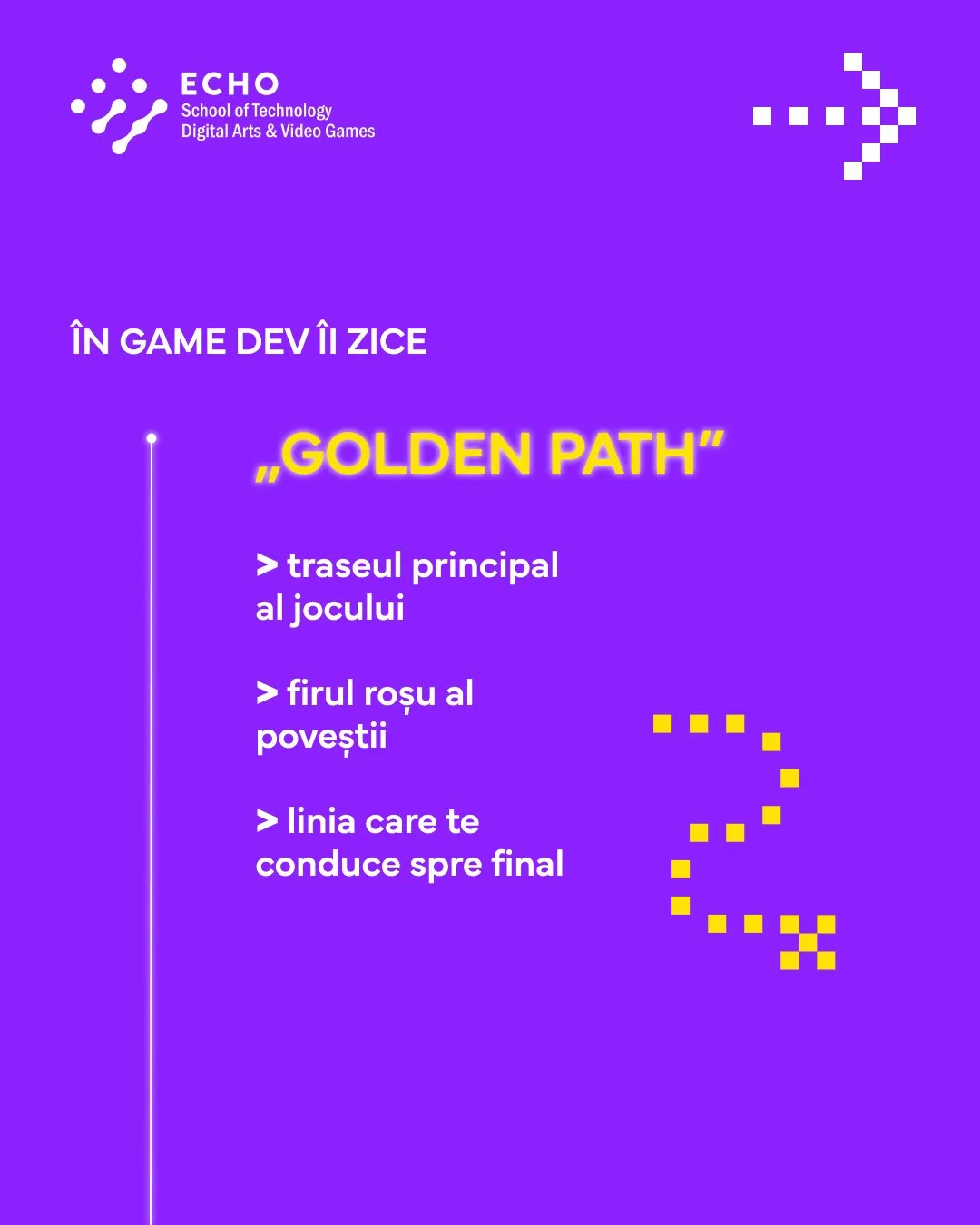 Slide: in game dev it is called the golden path