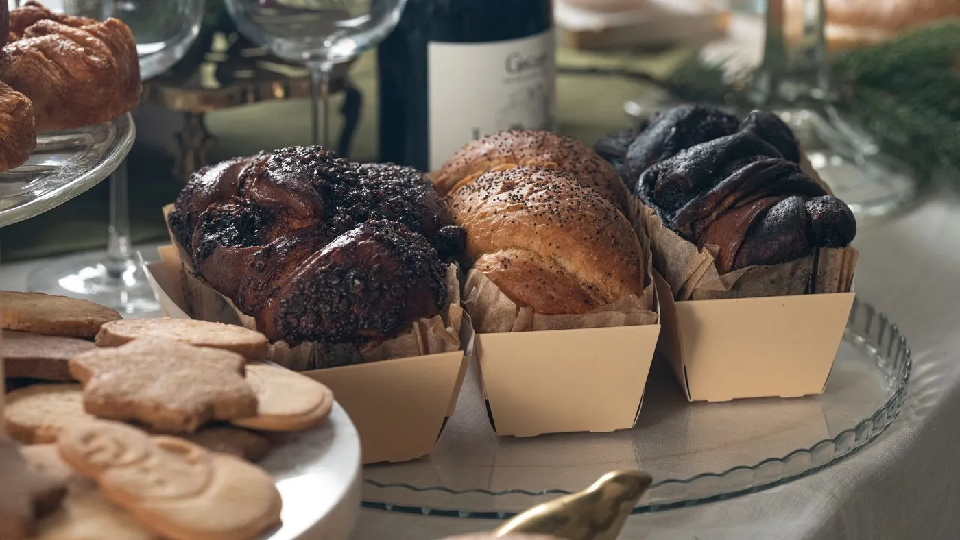 Pastries and cookies at the Christmas table
