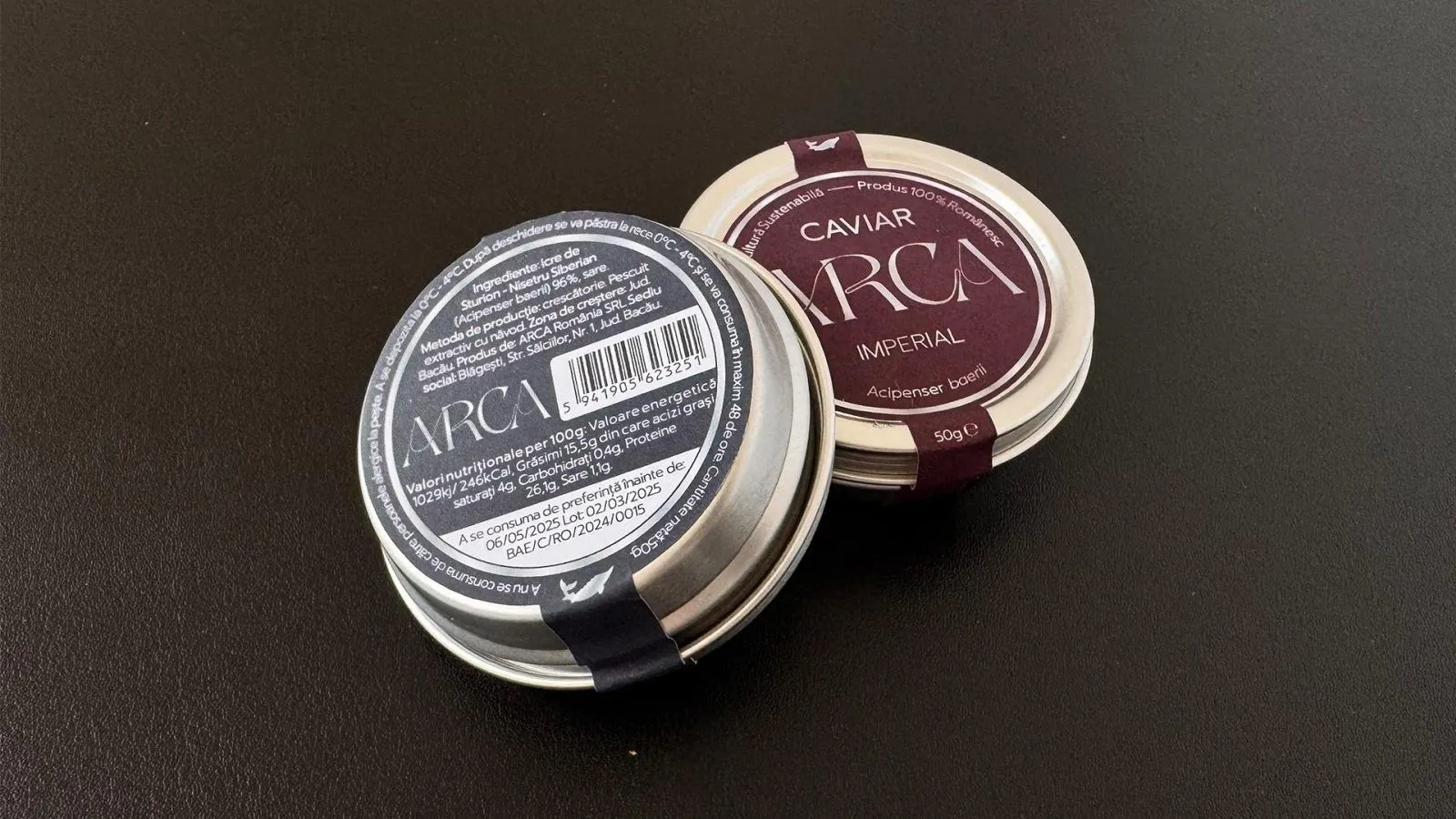 Cutii de caviar, față și spate