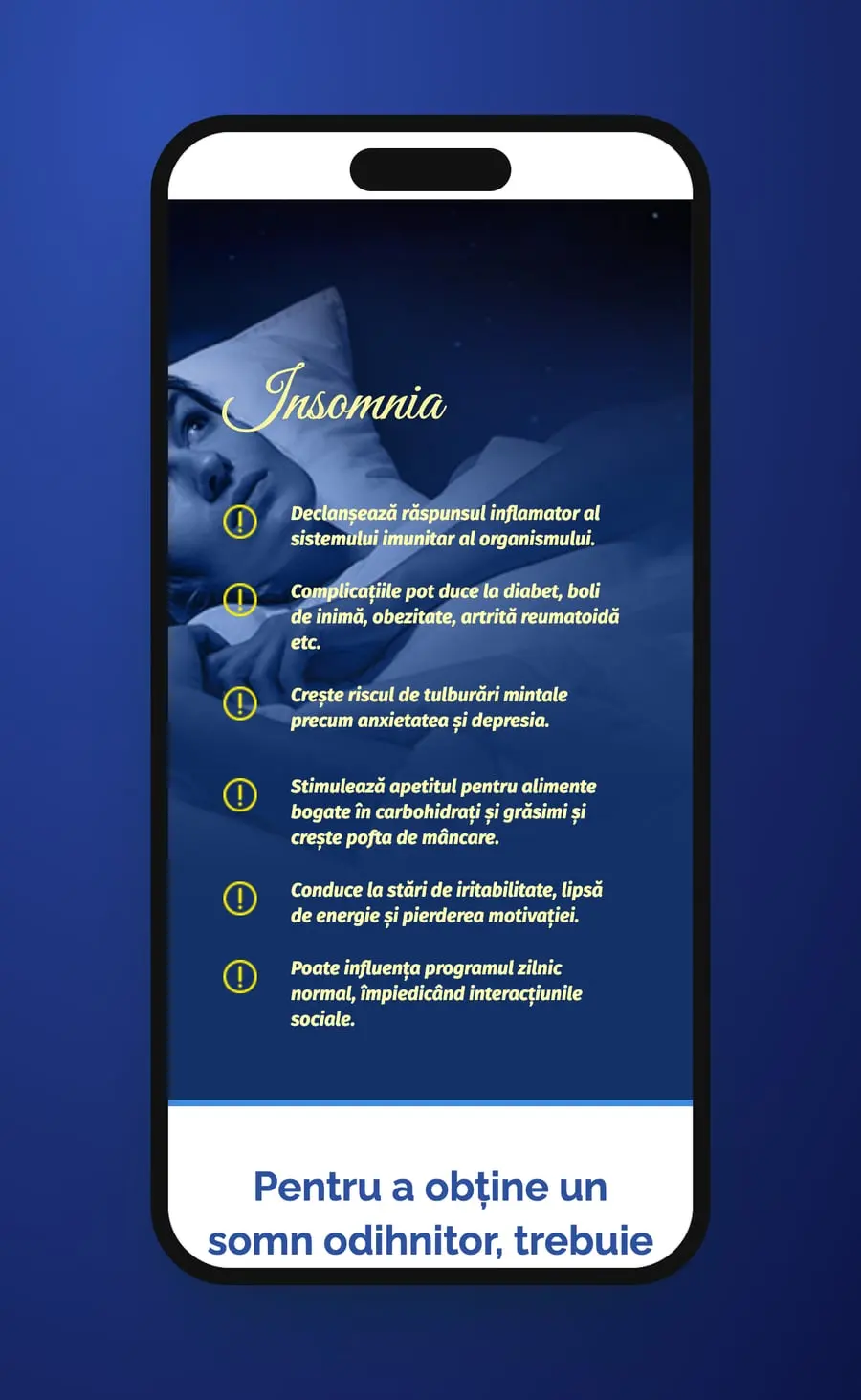 Insomnia on a phone: a sleepless woman and the effects beside yellow marks