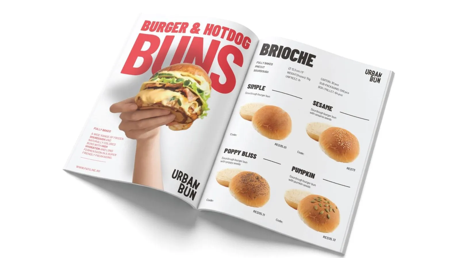 Catalogue spread: burger and hot dog buns