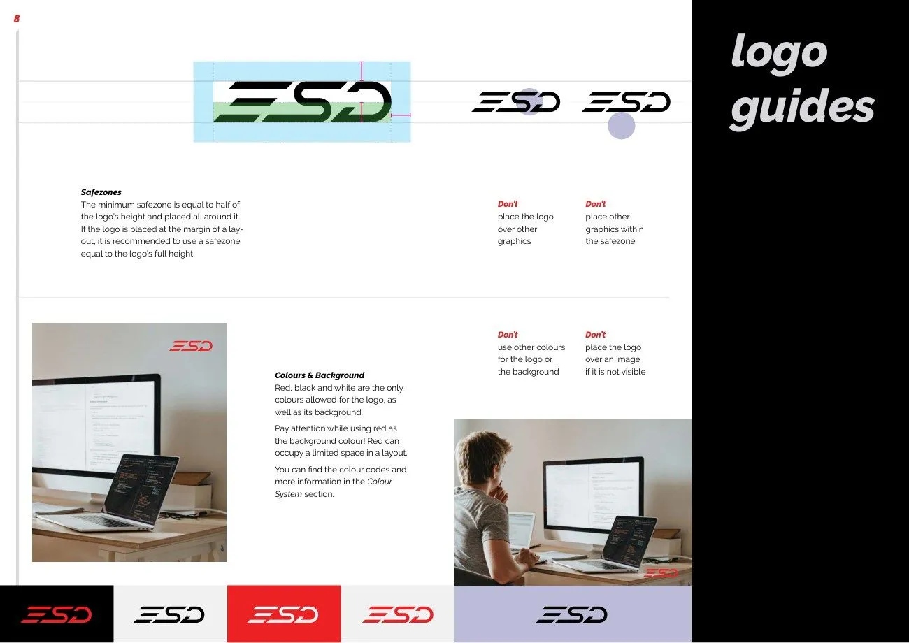 Pagină din brandbook: logoul pe fotografii și fundaluri