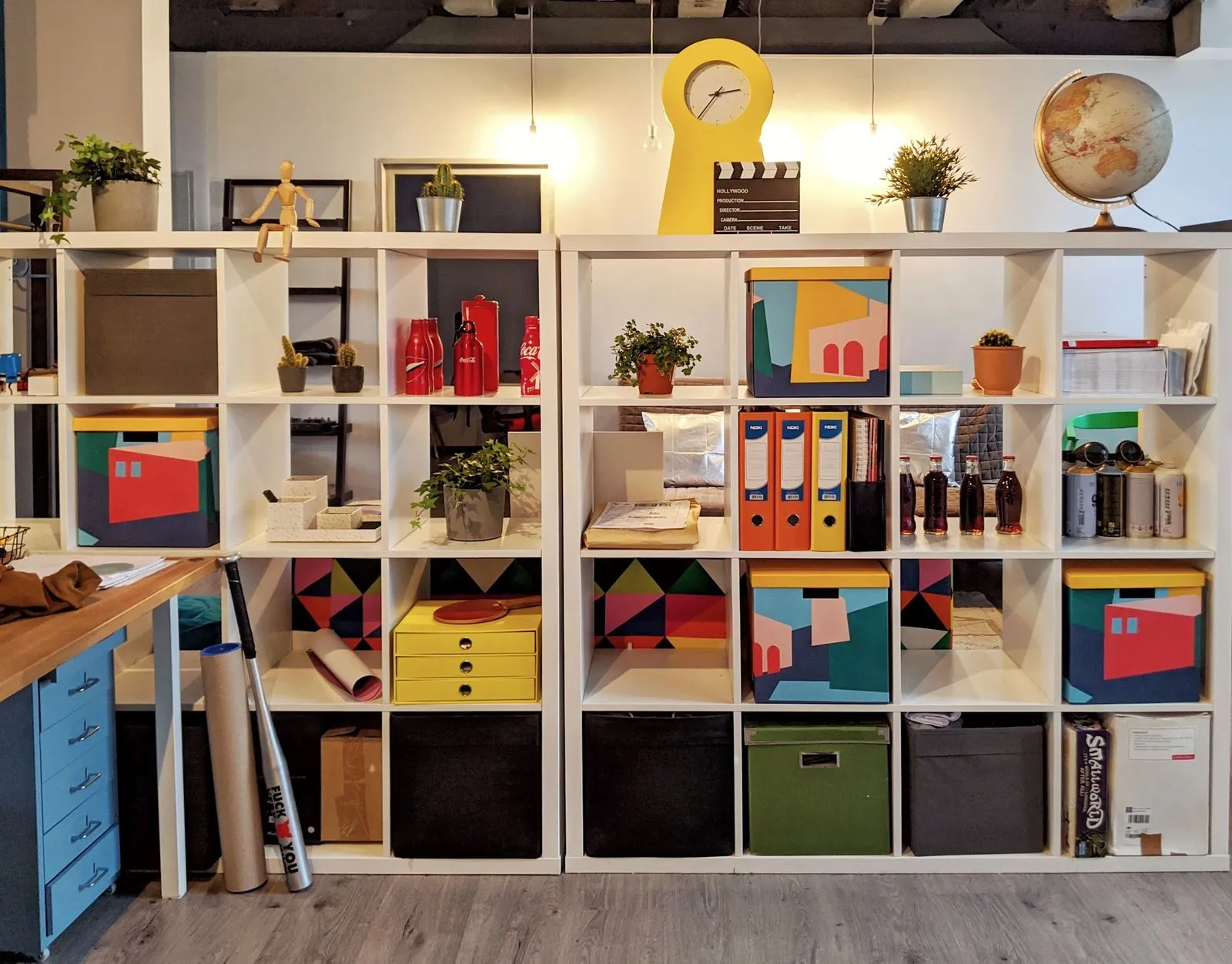 Shelves of objects and books