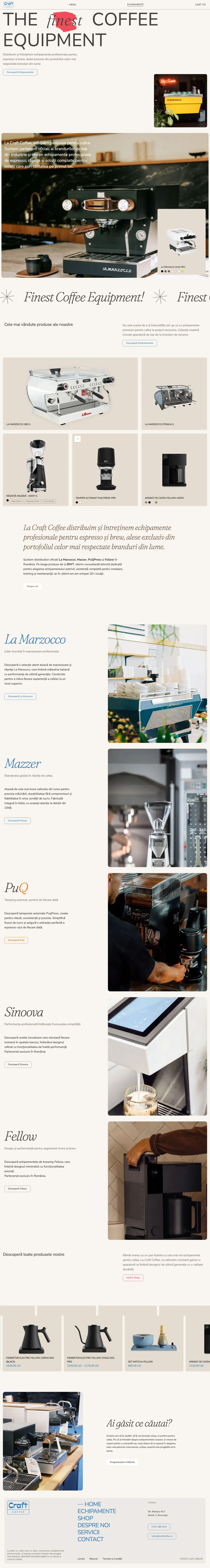 The craftcoffee.ro homepage, scrolling