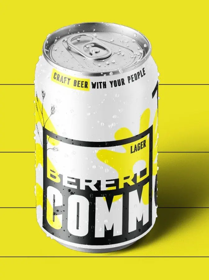 A COMM can on yellow