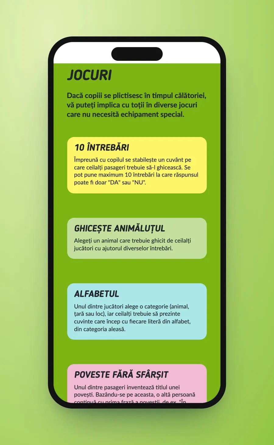 Jocuri on a phone: the game cards one under another, 10 întrebări first