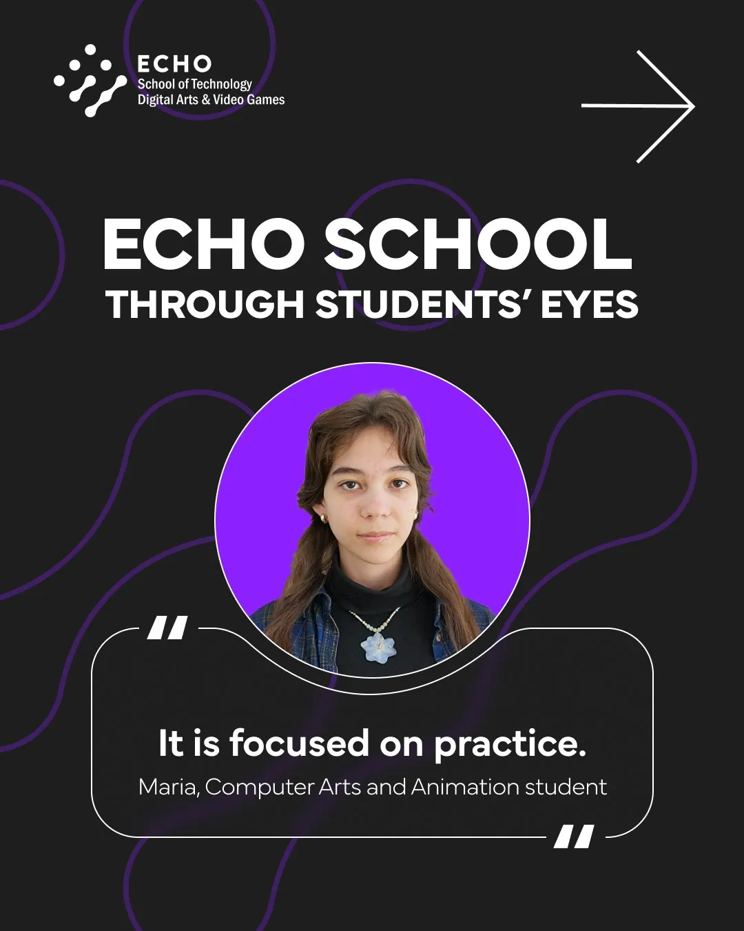 Carousel cover: Echo School through students' eyes, with Maria's portrait