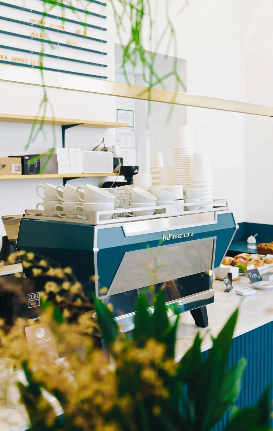 A La Marzocco machine on a café counter