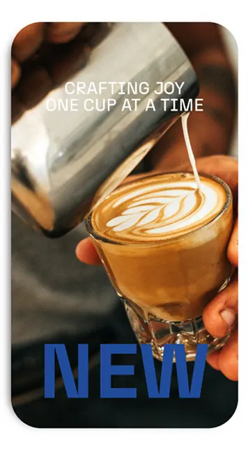 New drink announcement story with latte art