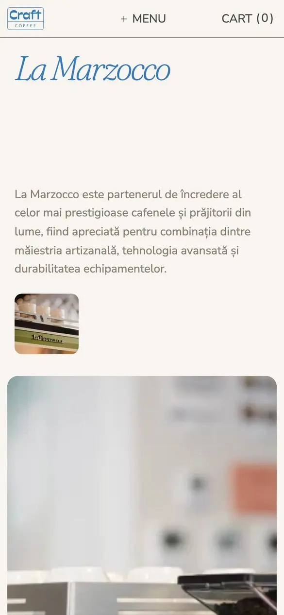 The La Marzocco brand page on a phone