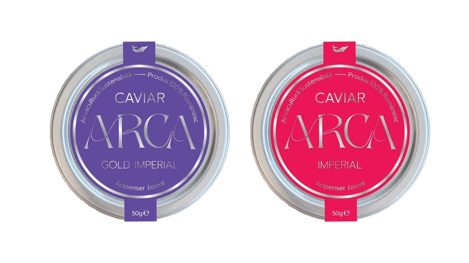 Cutii de caviar în mov și roz