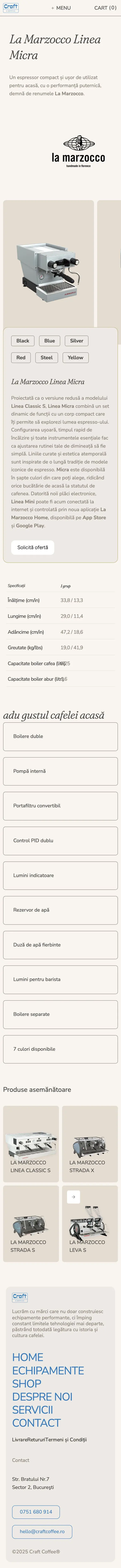 The Linea Micra product page on a phone, scrolling