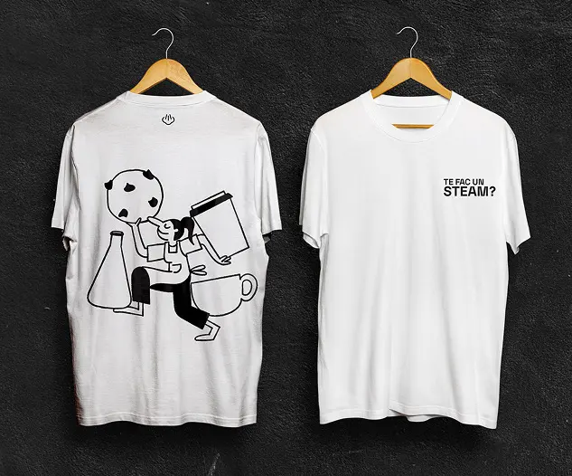 White T-shirts with an illustrated character