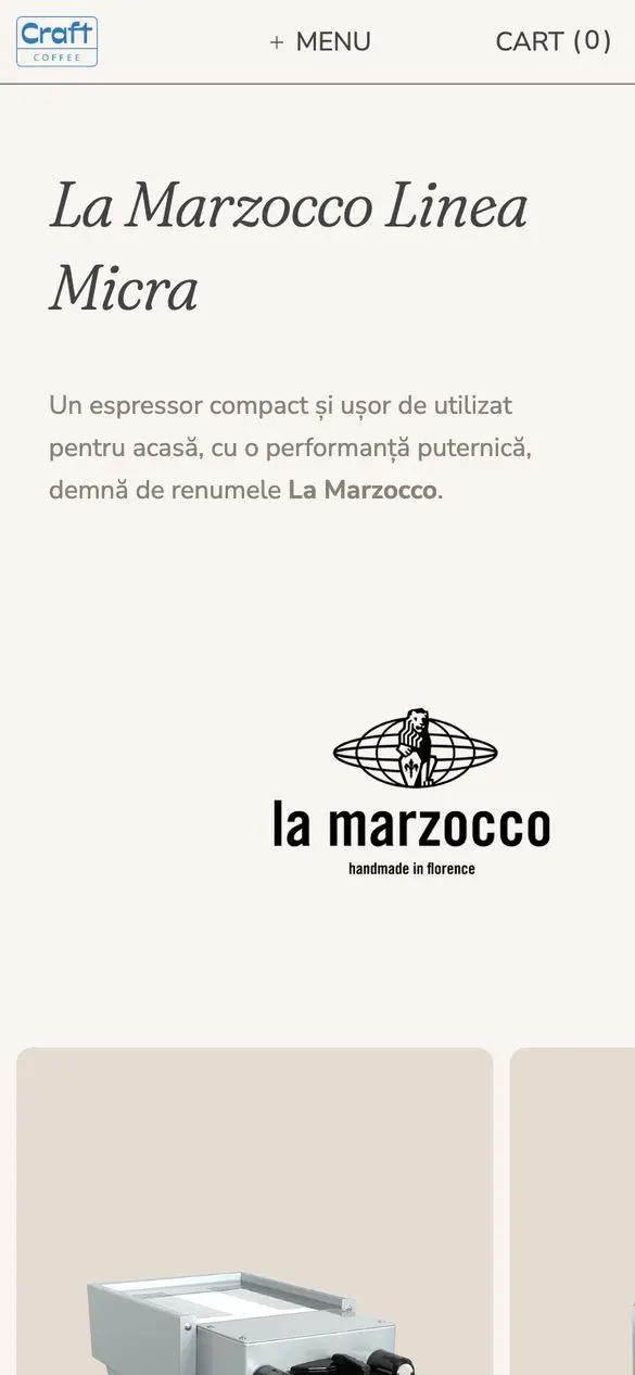 The Linea Micra product page on a phone