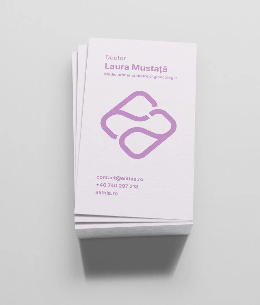 A doctor's business card in lilac