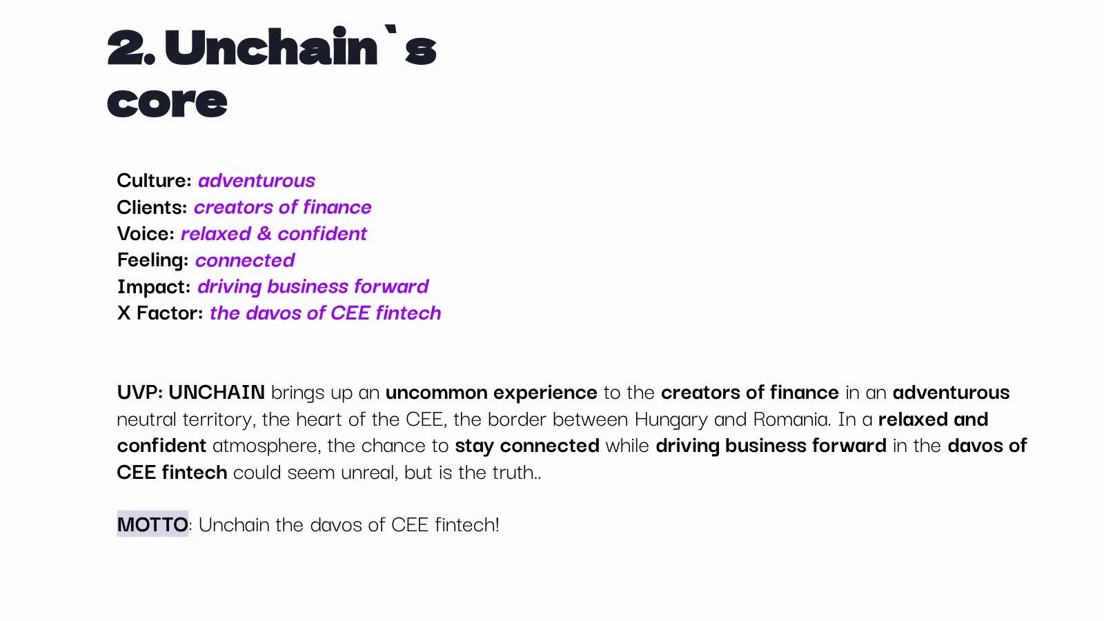Core-ul Unchain: cultură, clienți, voce, emoție, impact, factor X