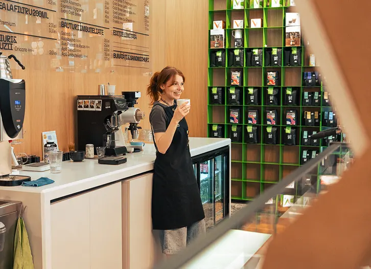Barista working at the Steam bar