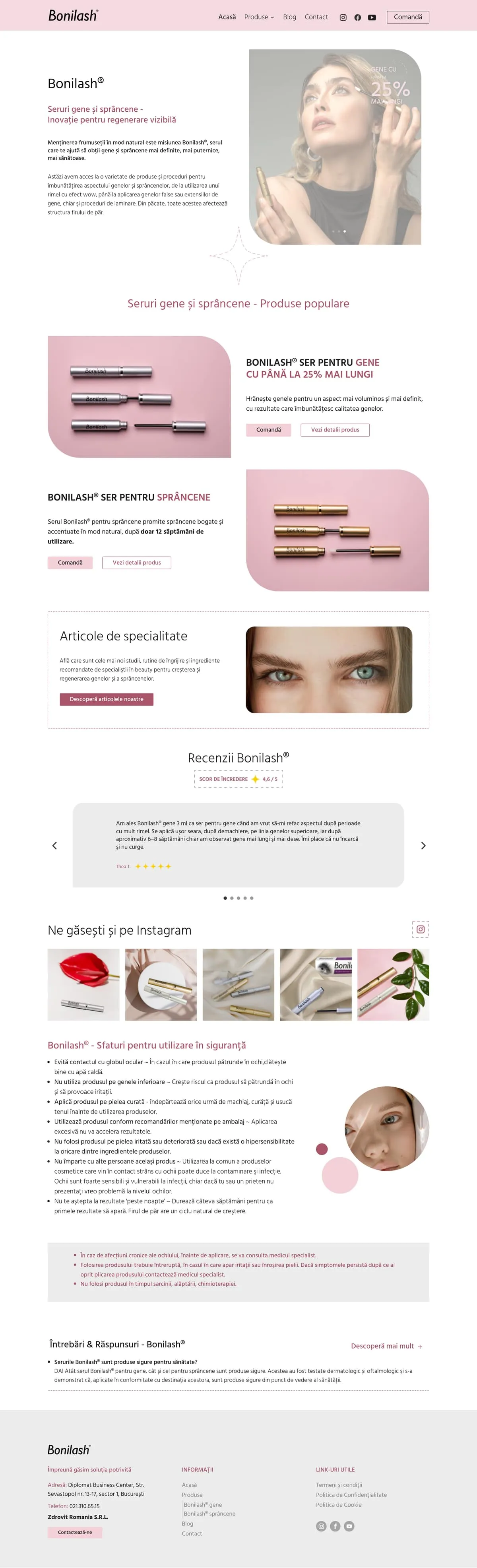 The bonilash.ro page, scrolling