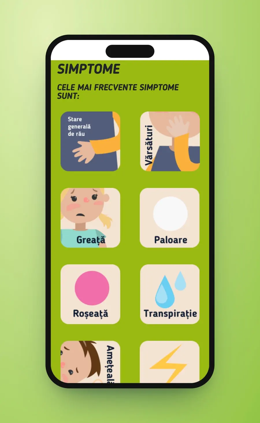Simptome on a phone: the illustrated tiles two by two