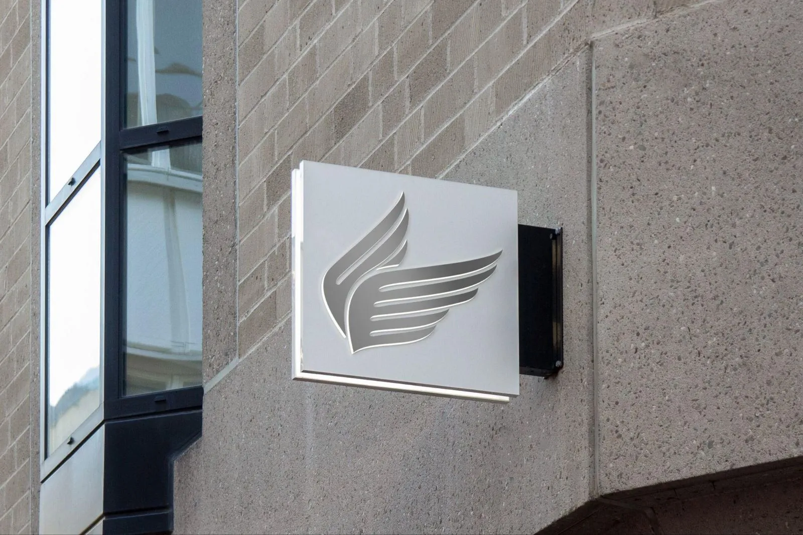 Wall sign with the silver wings