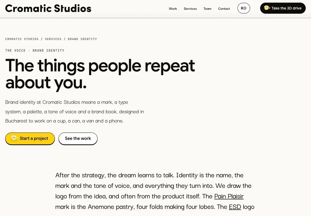 Brand identity service page